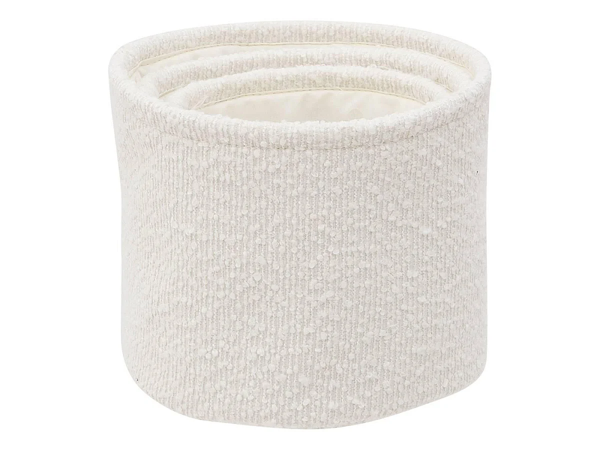 Lot de 3 Paniers de Rangement Bouclette "Yla" 18cm Blanc
