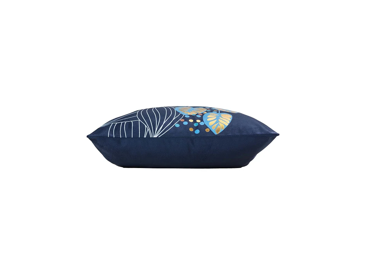 Housse de Coussin Velours "Inoa" 40x40cm Bleu & Or