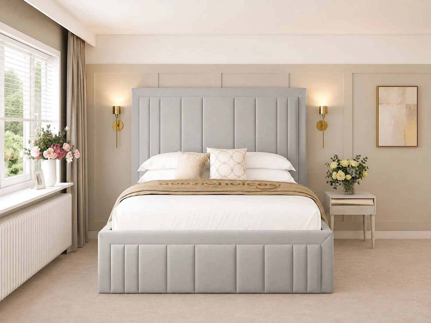 Emperor Upholstered Bed Frame with 54" Headboard (Silver) - 90 x 190 cm