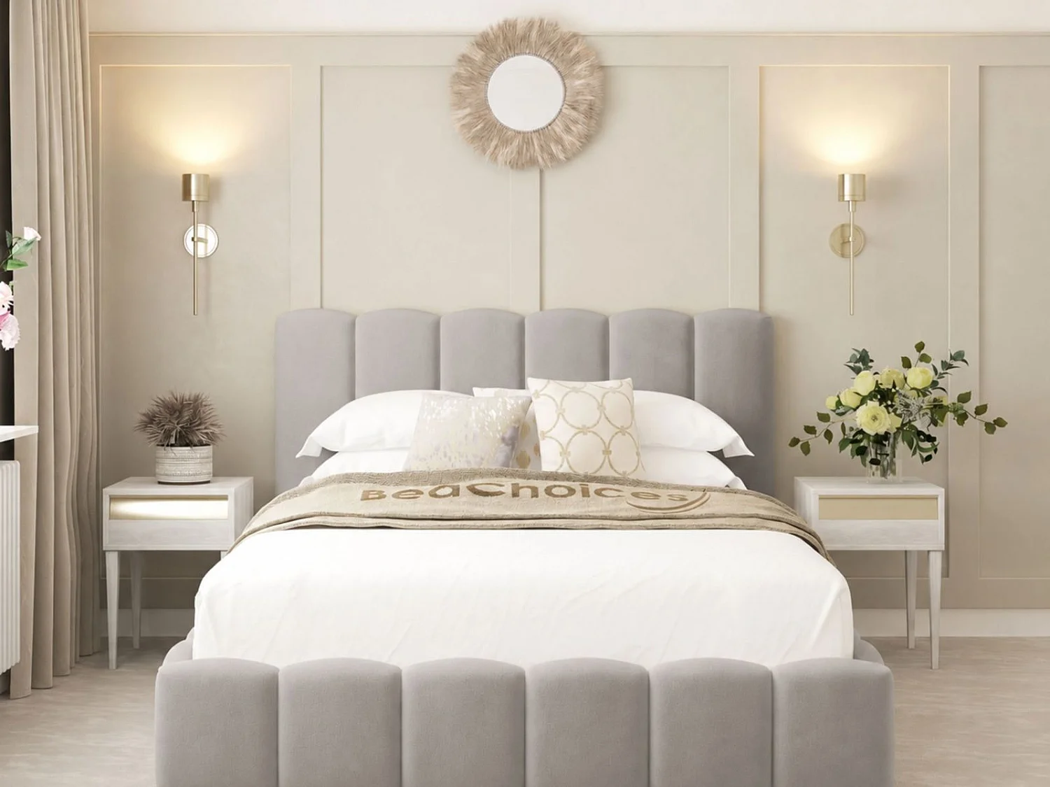 Mayfair Upholstered Bubble Bed Frame with 54" Headboard (Silver) - 120 x 190 cm