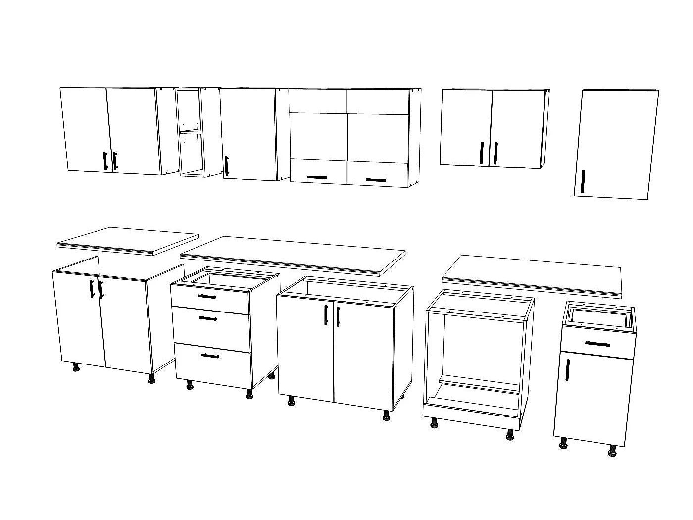 Conjunto Cocina haaus Karo V28, Blanco, Encimera Thermo 28 mm, L 320 cm