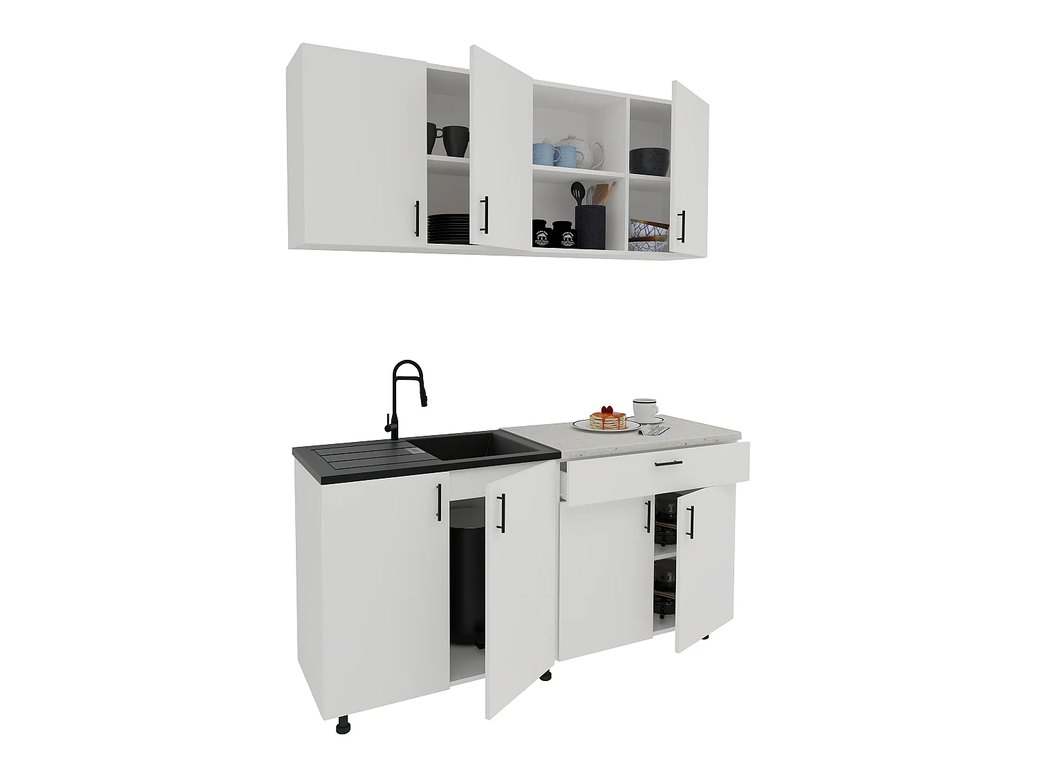Cozinha Roma haaus, Branco, L 160 cm