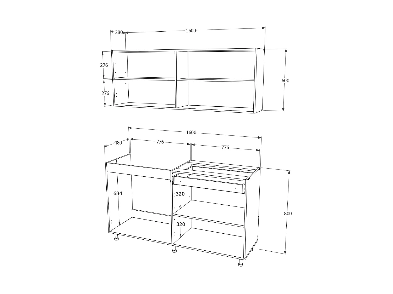 Cozinha Roma haaus, Branco, L 160 cm