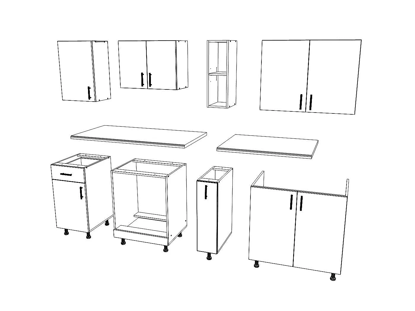 Set Cuisine haaus Karo V11, Chêne bronze/Blanc, Plan de travail Thermo 28 mm, L 300 cm