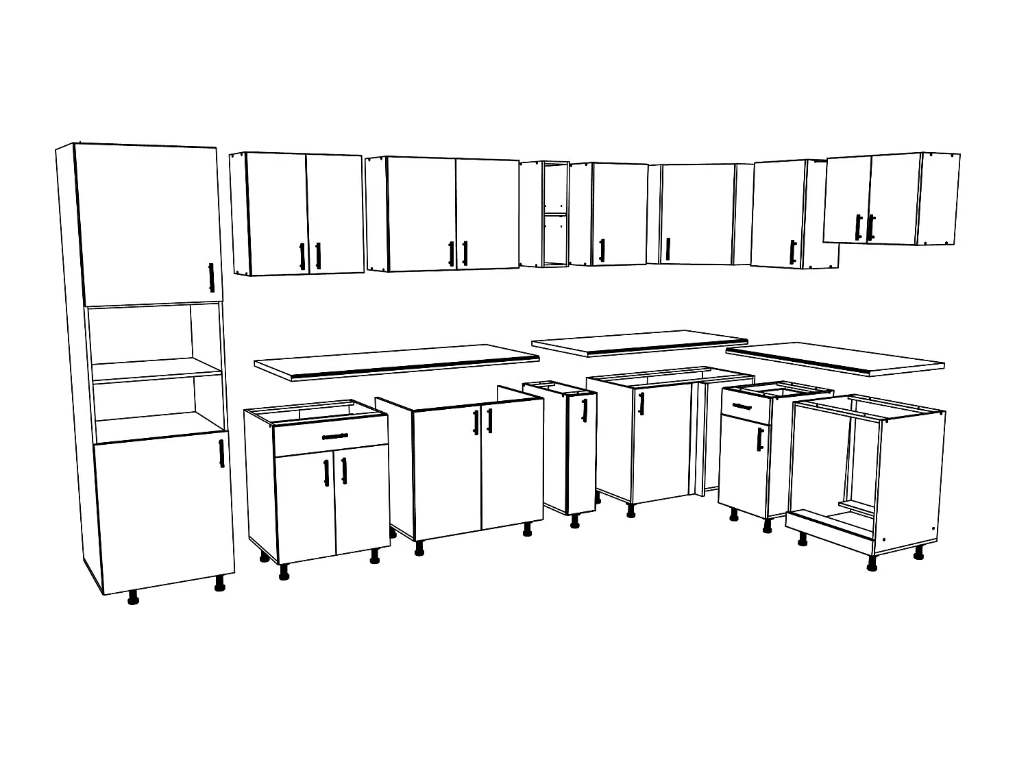Set Cocina haaus esquinera Karo V35, Blanco, Encimera Thermo 28 mm, L 320 x 160 cm