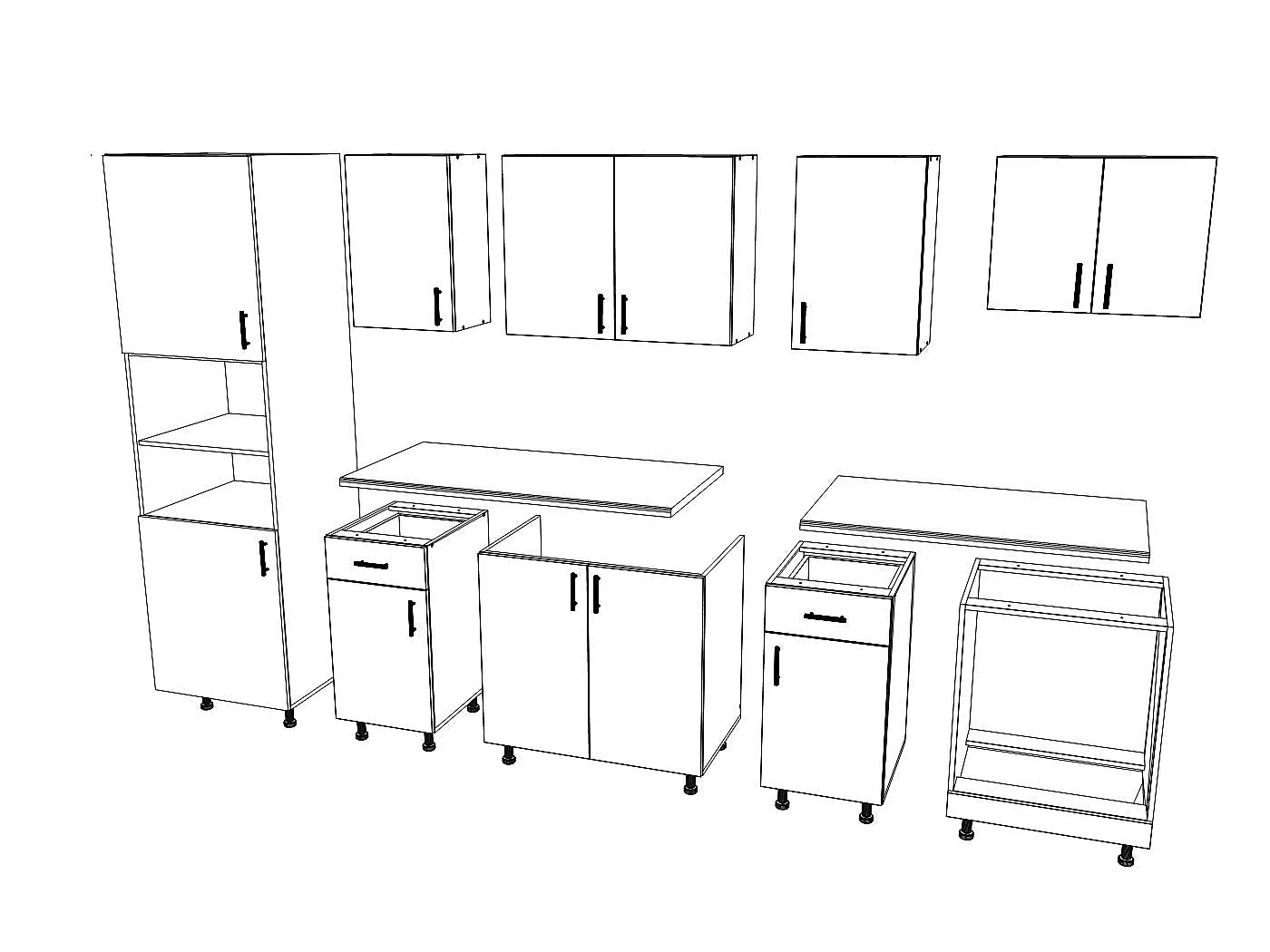 Set Cuisine haaus Karo V24, Chêne bronze/Blanc, Plan de travail Thermo 28 mm, L 280 cm