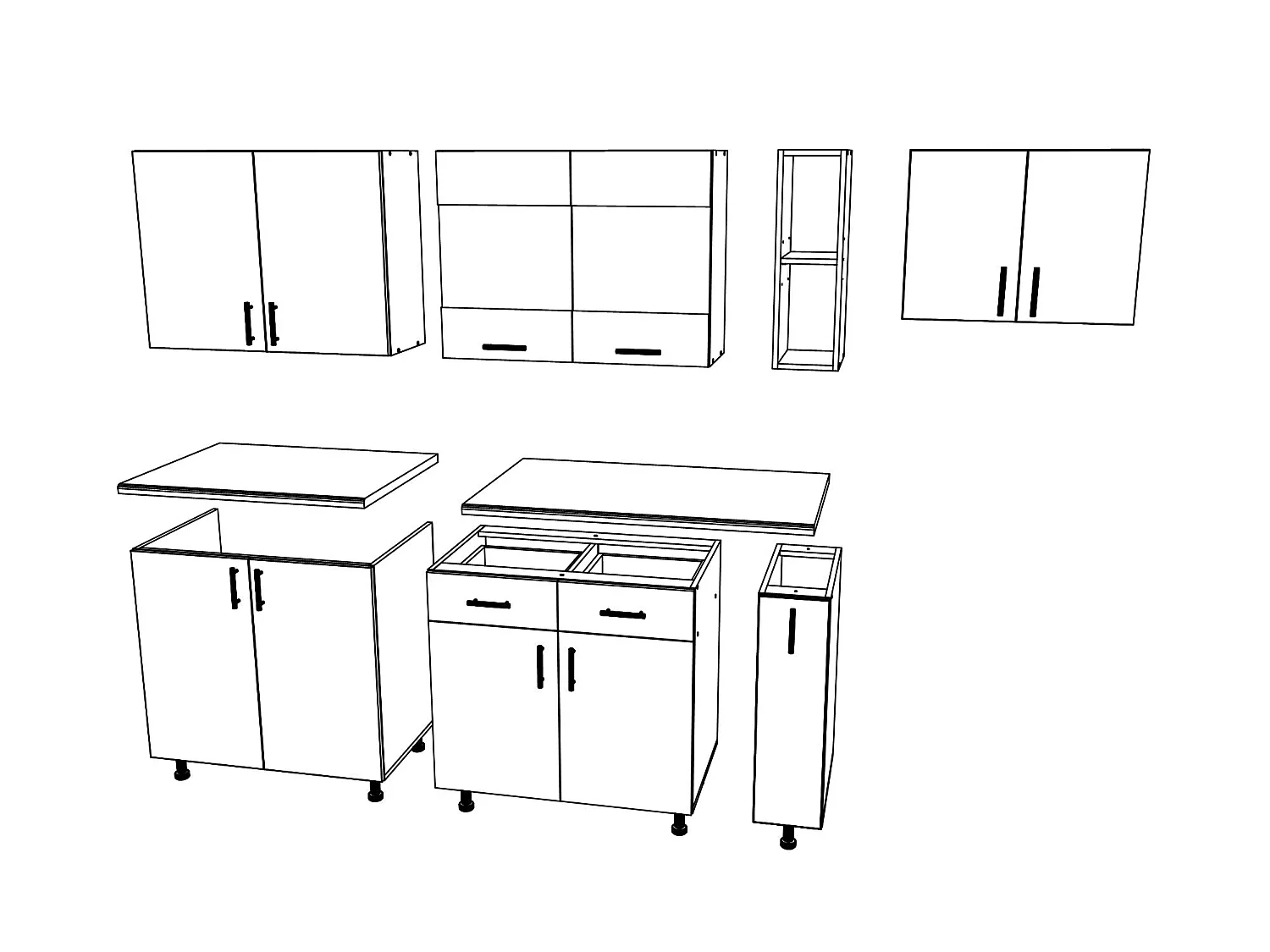 Set Cuisine haaus Karo V16, Chêne bronze/Blanc, Plan de travail Thermo 28 mm, L 240 cm