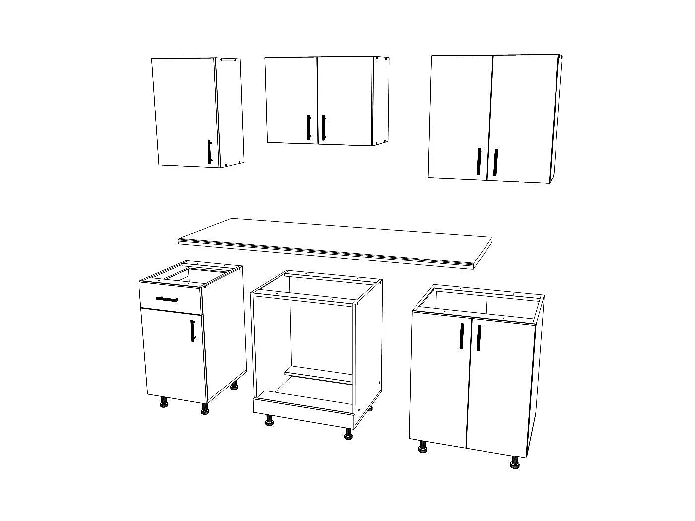 Set Cuisine haaus Karo V6, Chêne bronze/Blanc, Plan de travail Thermo 28 mm, L 160 cm