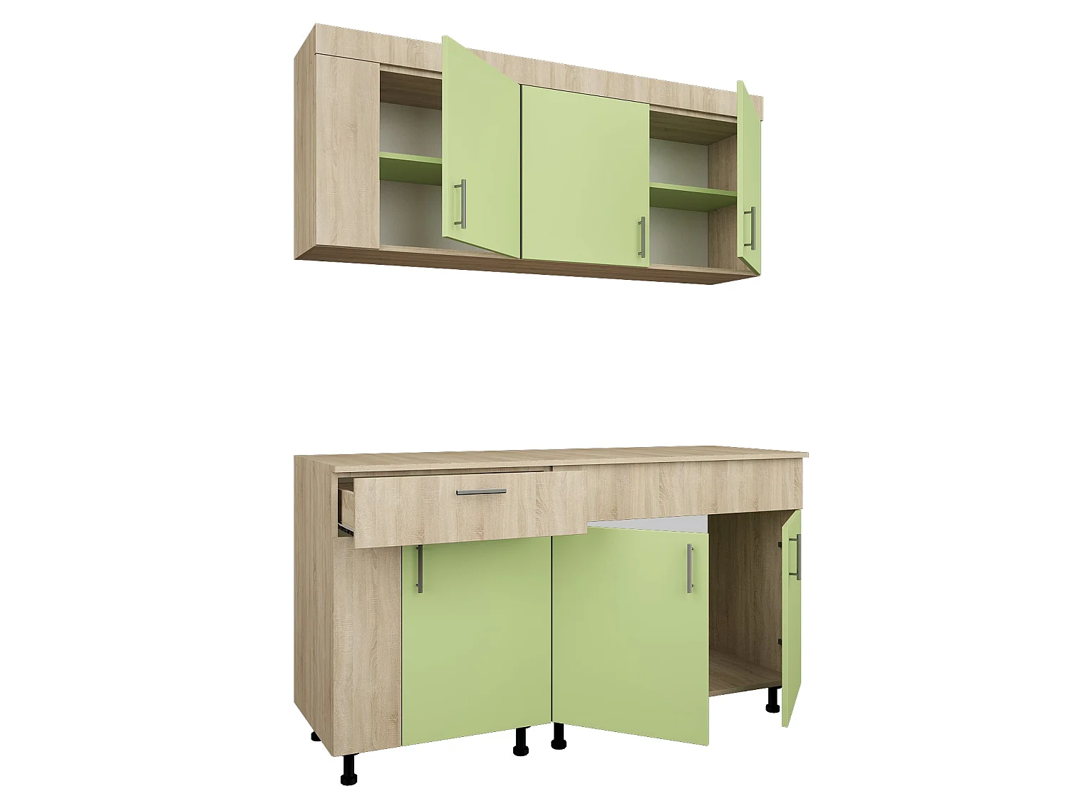 Set Cucina Reno haaus, Rovere Sonoma/Verde, L 150 cm