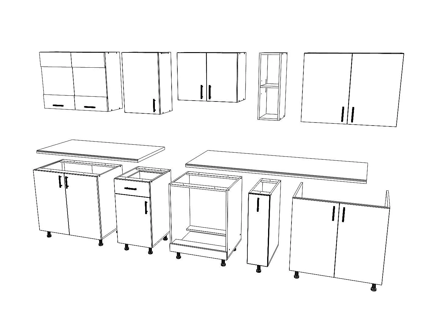 Conjunto de Cozinha haaus Karo V21, Carvalho Sonoma Escuro/Branco, Bancada Thermo 28 mm, L 280