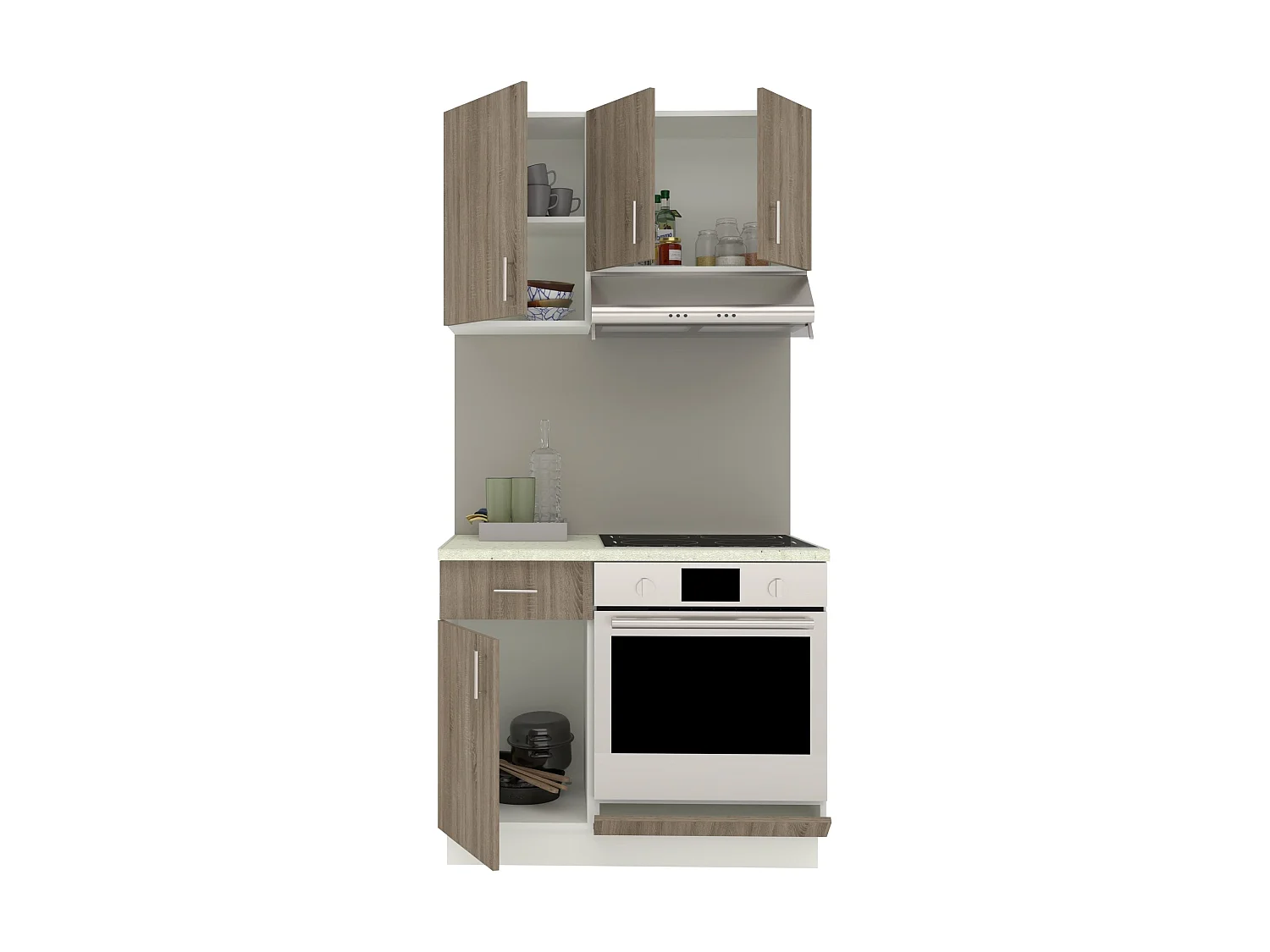 Set Cozinha haaus Karo Set, Carvalho Sonoma Escuro/Branco, Tampo Thermo 28 mm, L 100