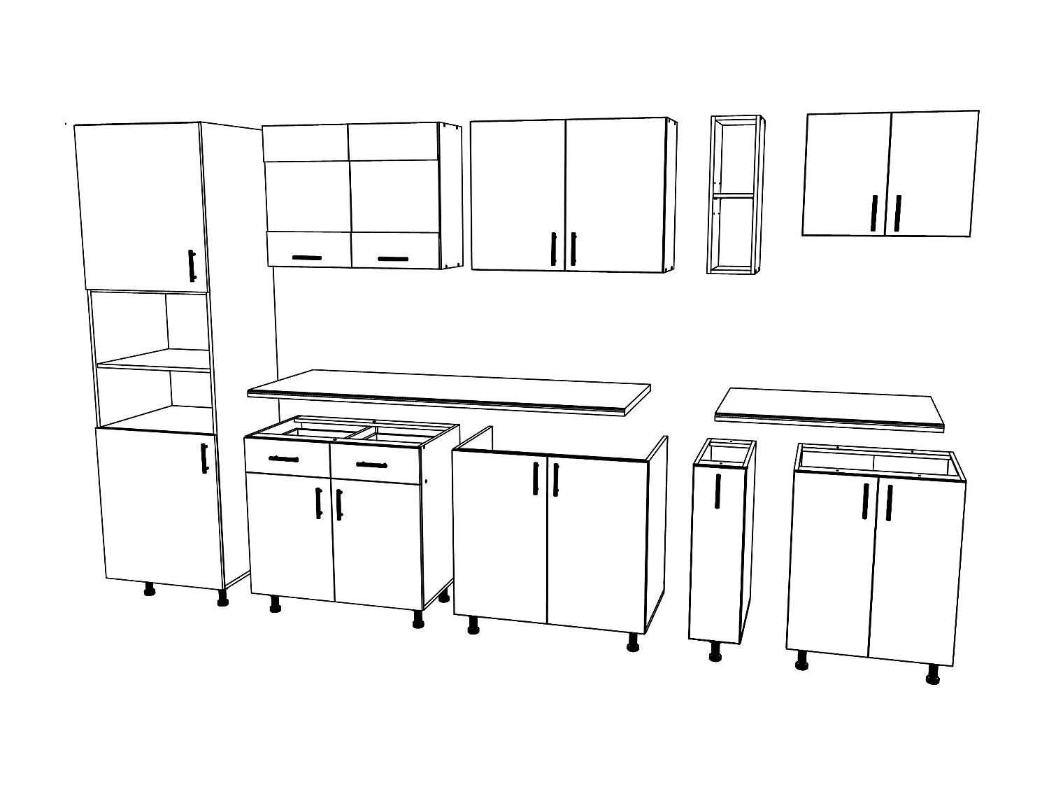 Set Cucina haaus Karo V26, Bianco, Piano di lavoro Thermo 28 mm, L 300 cm