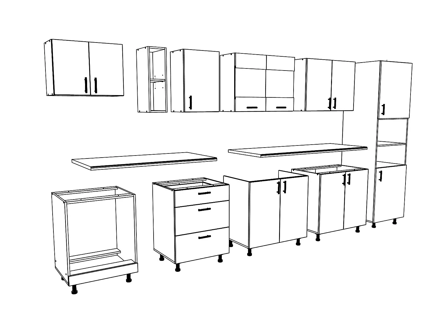 Conjunto Cocina haaus Karo V31, Blanco, Encimera Thermo 28 mm, L 340 cm