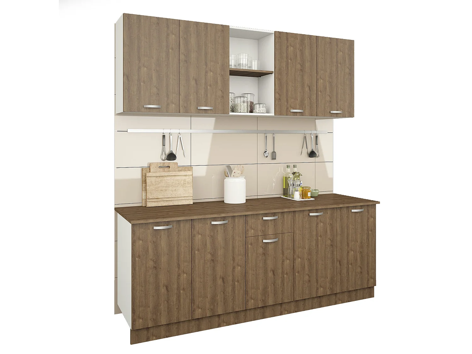 Conjunto Cozinha Nisa haaus, Carvalho Bronze/Branco, L 200 cm