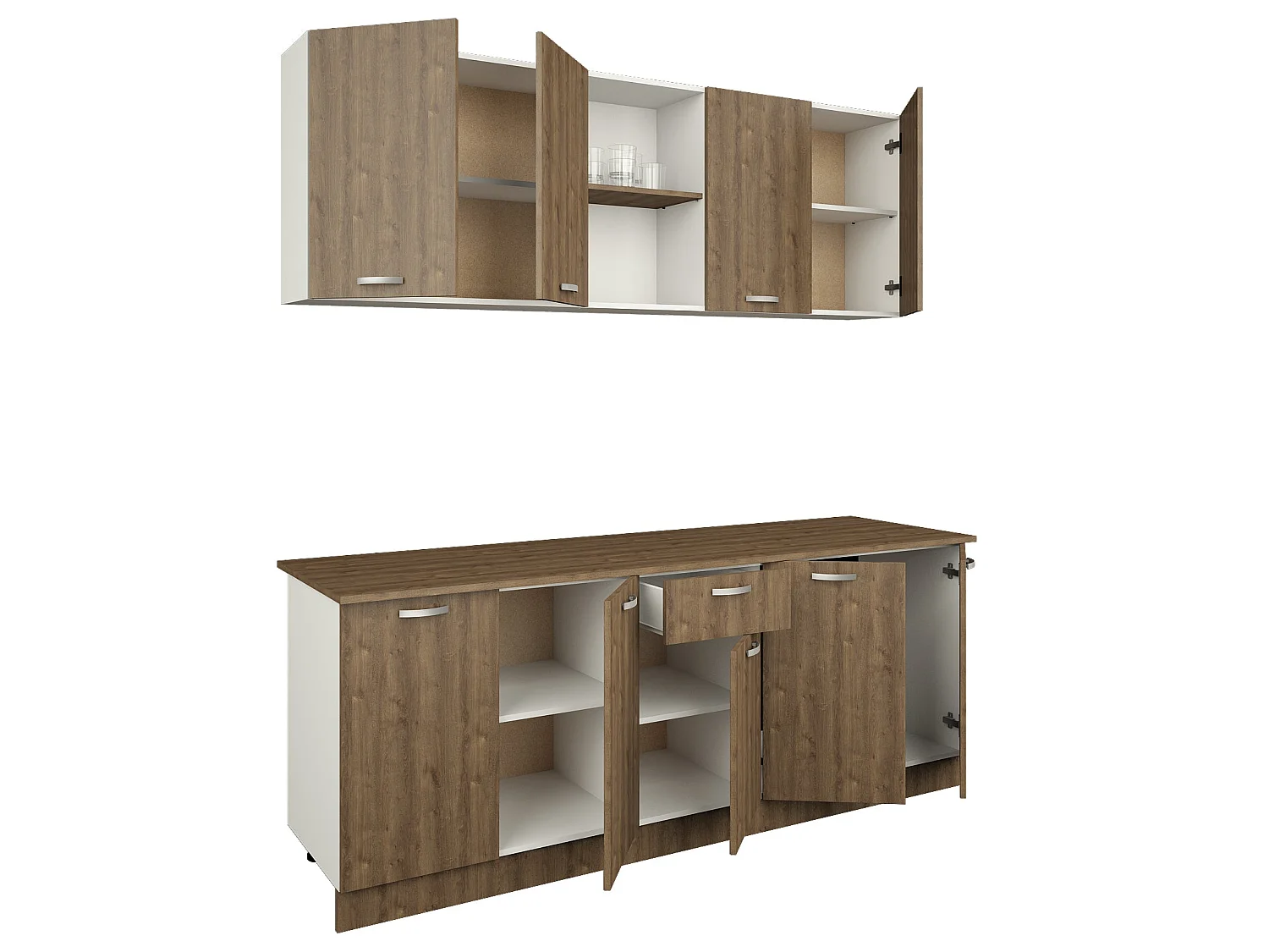 Conjunto Cozinha Nisa haaus, Carvalho Bronze/Branco, L 200 cm