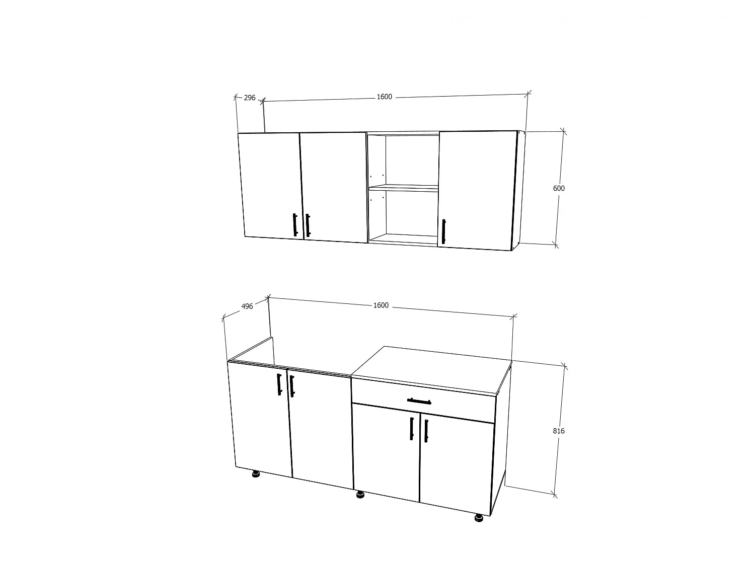 Cozinha Roma haaus, Madeira Natural/Branco, L 160 cm