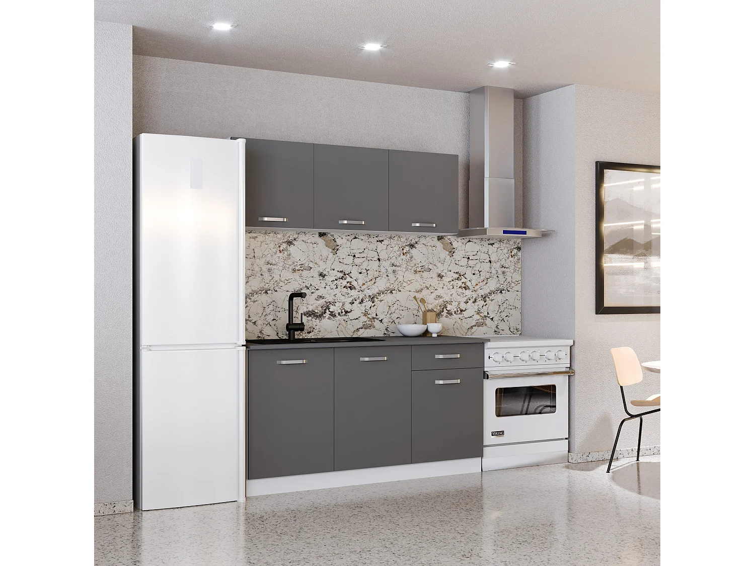 Cucina Ronda haaus, Antracite/Bianco, L 150 cm