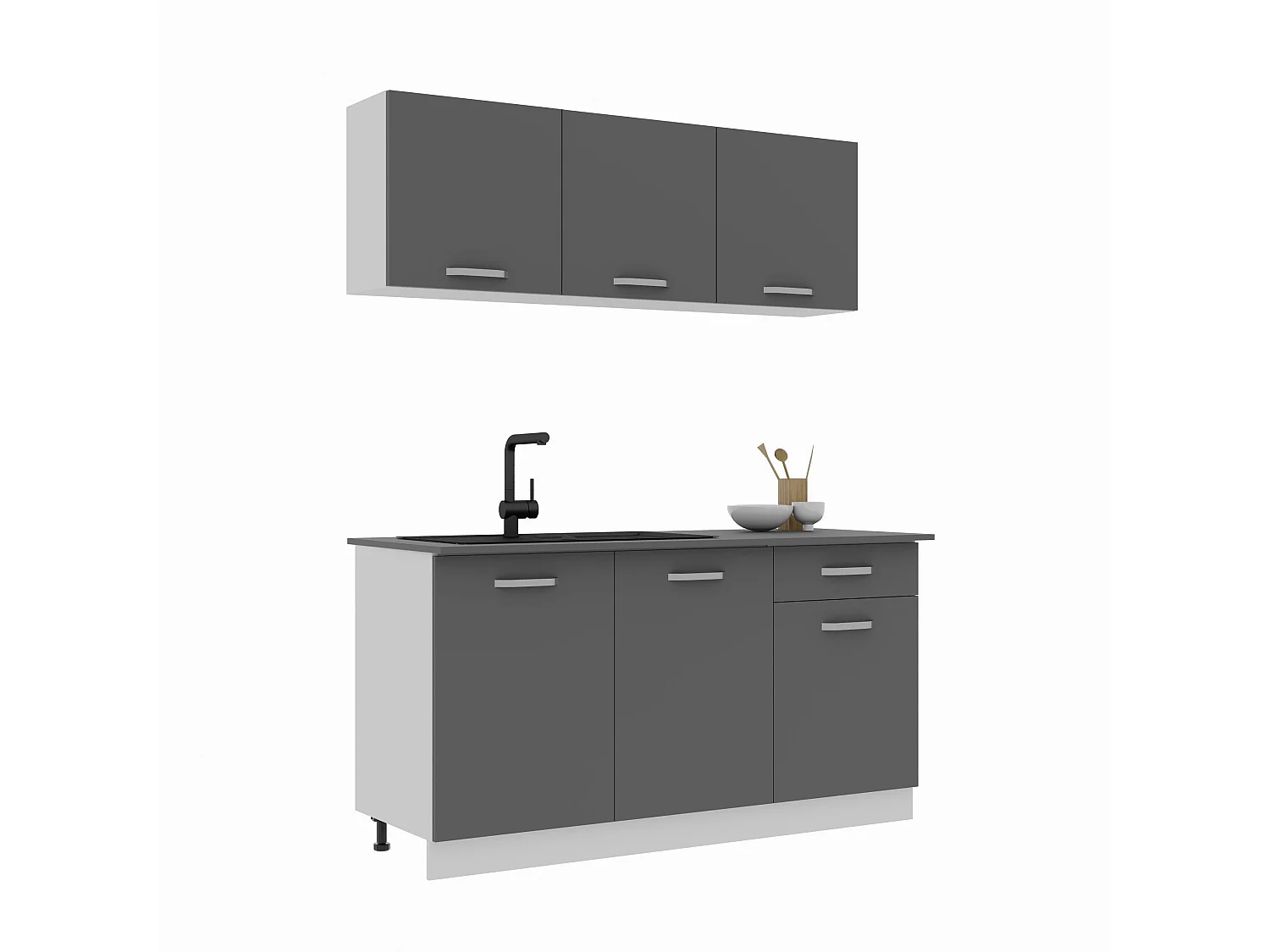 Cucina Ronda haaus, Antracite/Bianco, L 150 cm