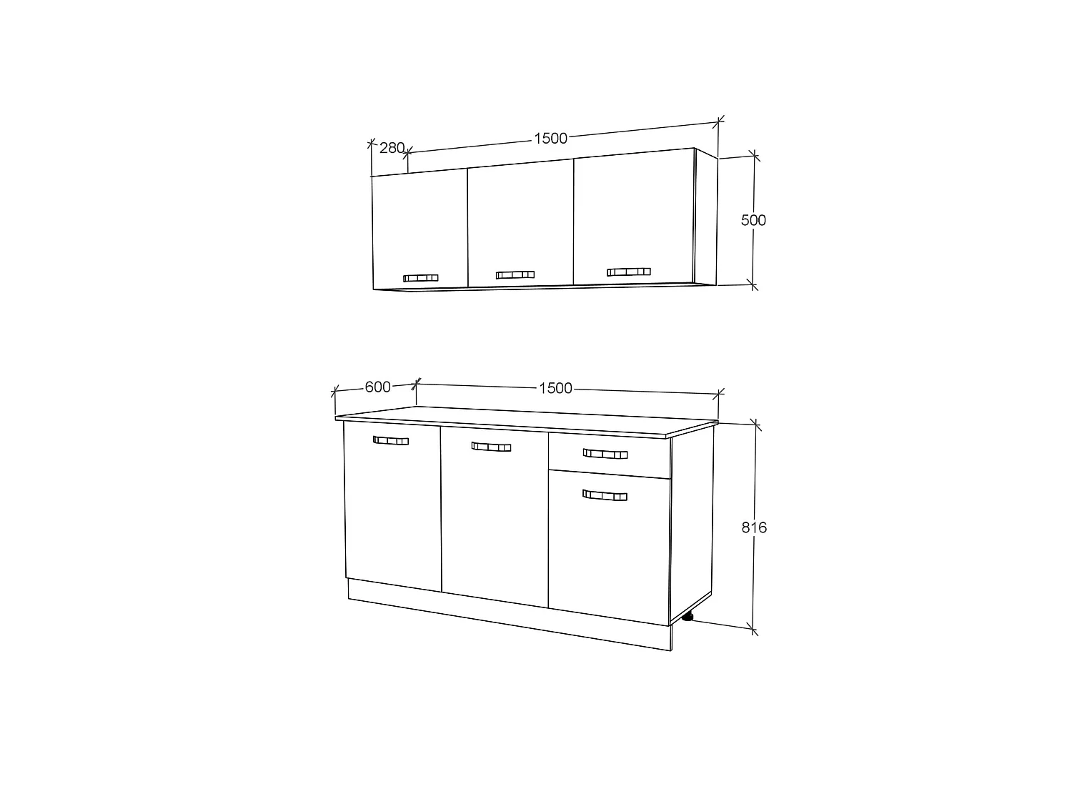 Cucina Ronda haaus, Antracite/Bianco, L 150 cm
