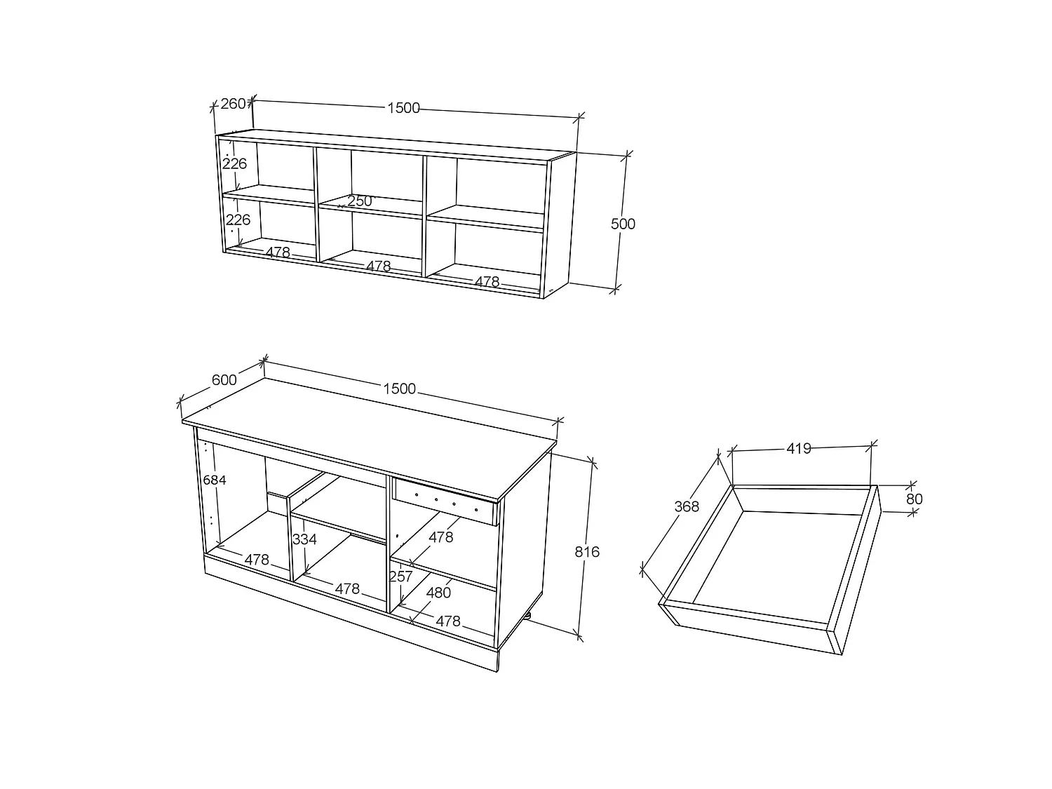 Cucina Ronda haaus, Antracite/Bianco, L 150 cm