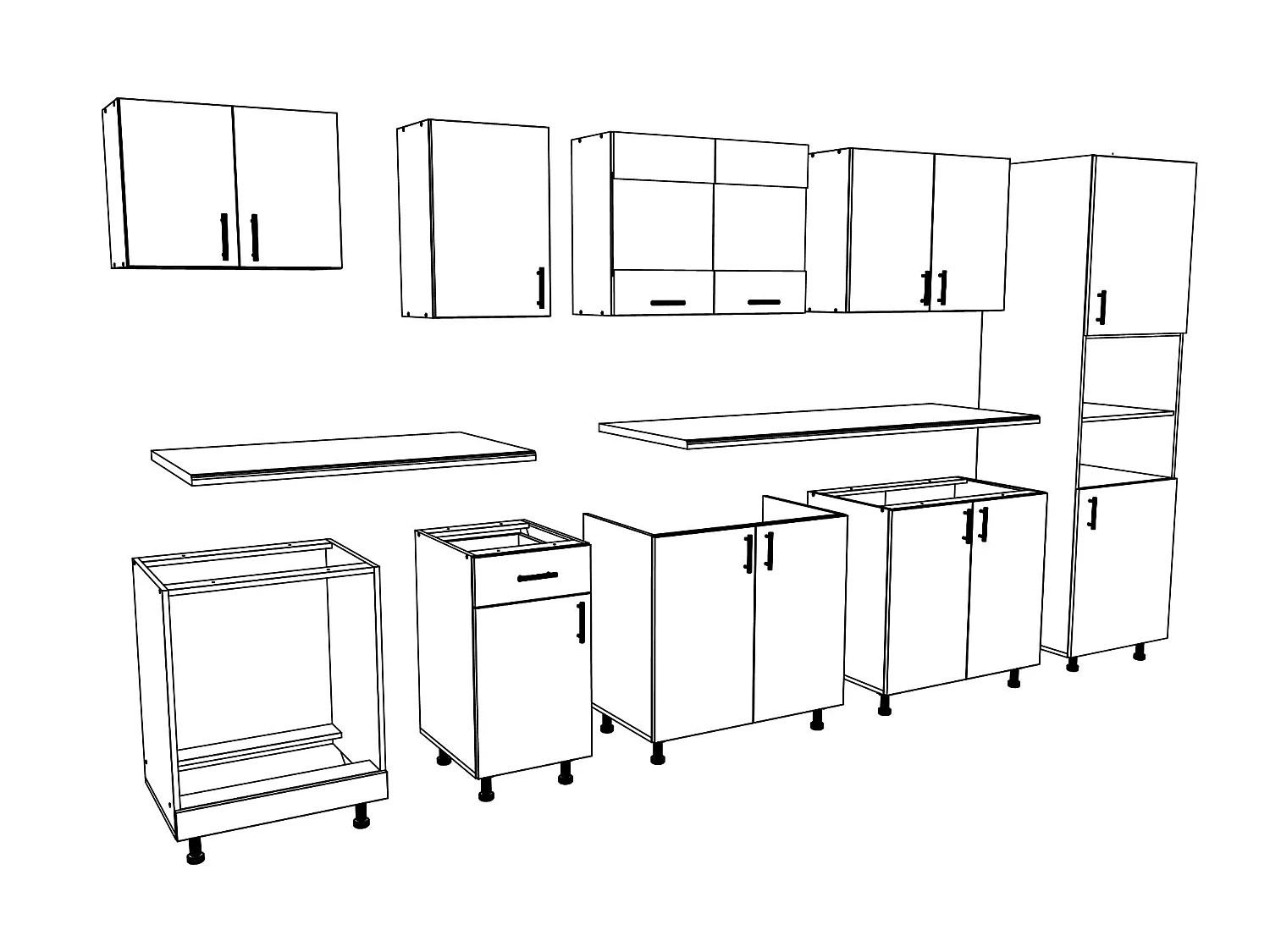 Conjunto Cocina haaus Karo V30, Blanco, Encimera Thermo 28 mm, L 320 cm