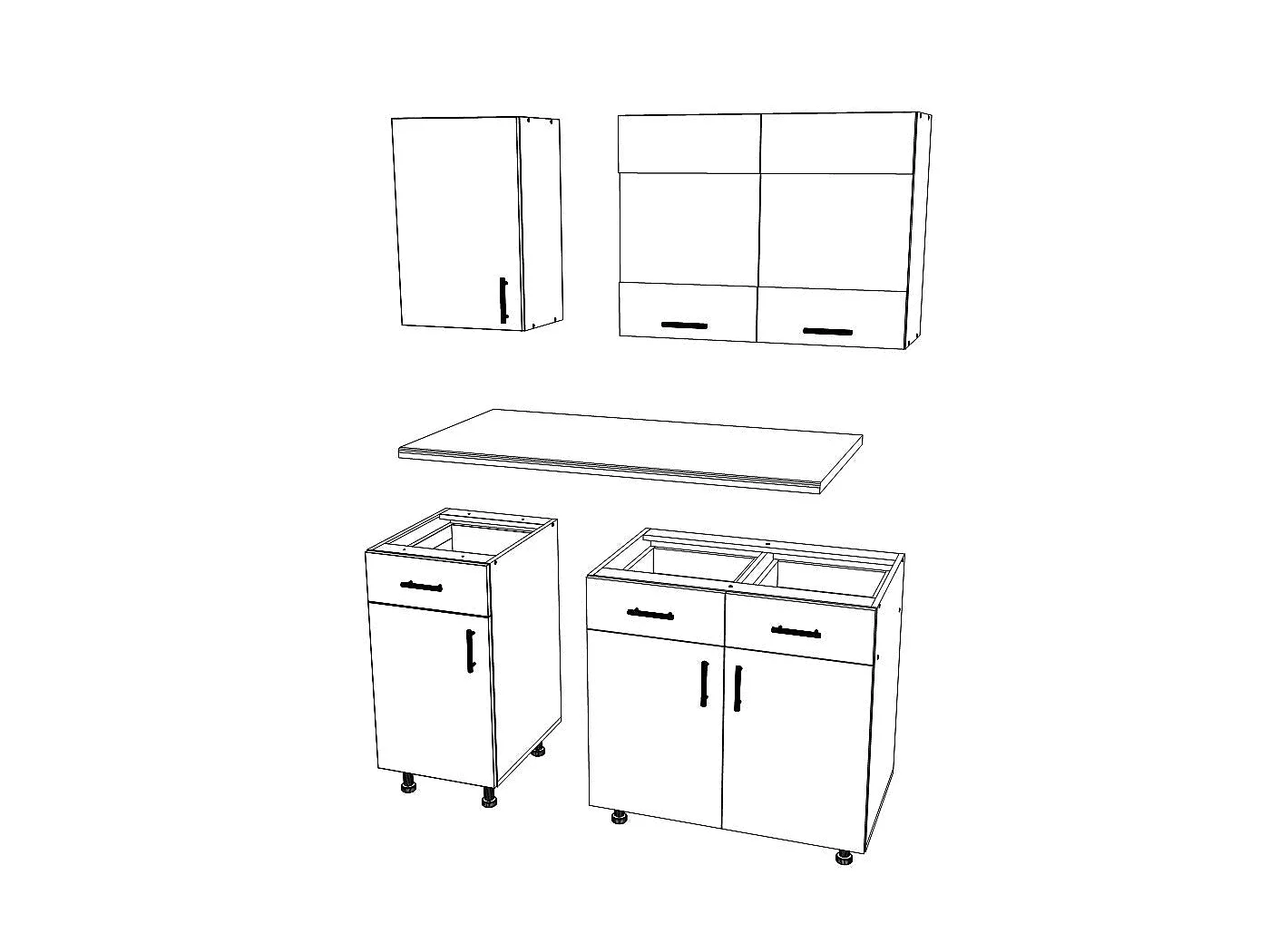Set Cuisine haaus Karo V3, Chêne bronze/Blanc, Plan de Travail Thermo 28 mm, L 120 cm