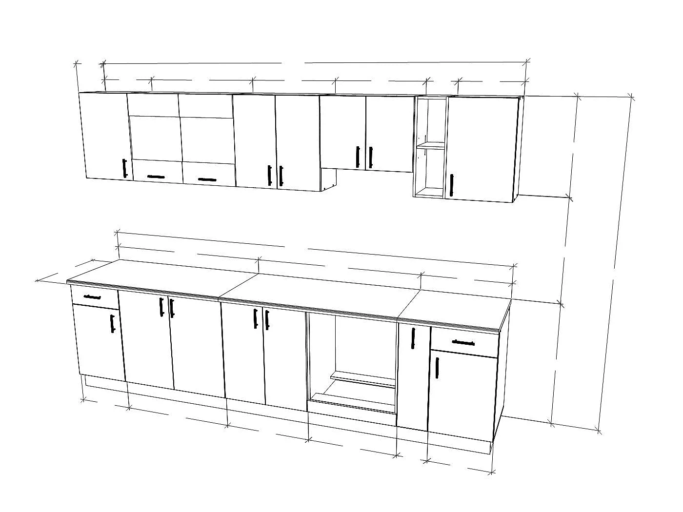 Conjunto Cozinha haaus Karo V25, Antracite/Branco, Tampo Thermo 28 mm, L 300 cm