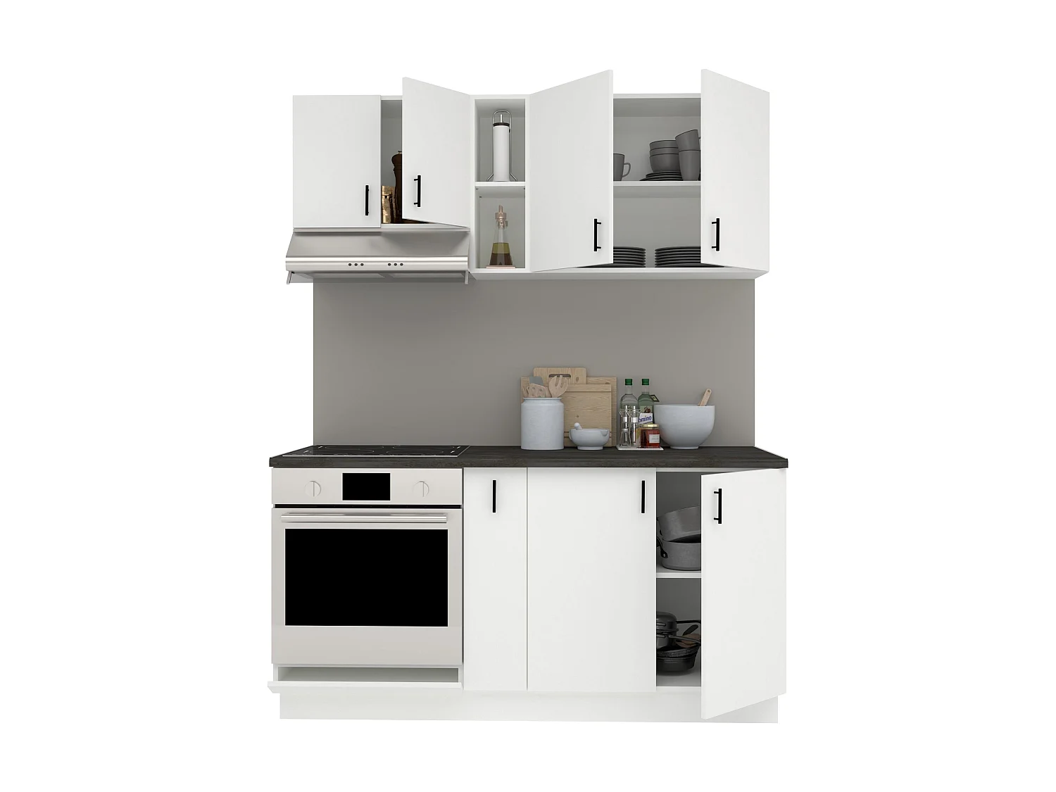 Set Cucina haaus Karo V7, Bianco, Piano Thermo 28 mm, L 160 cm