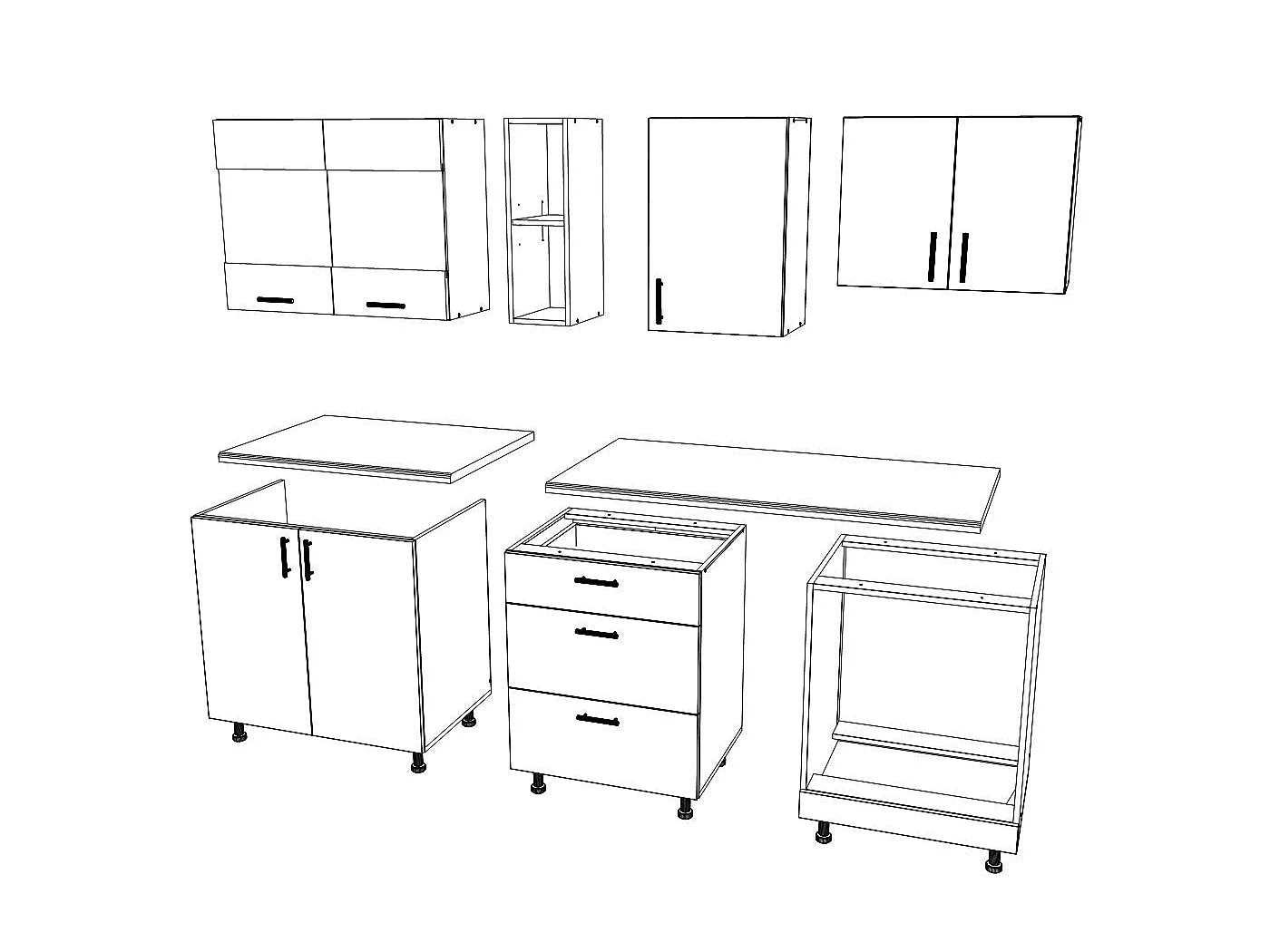 Conjunto Cocina haaus Karo V12, Blanco, Encimera Thermo 28 mm, L 200 cm