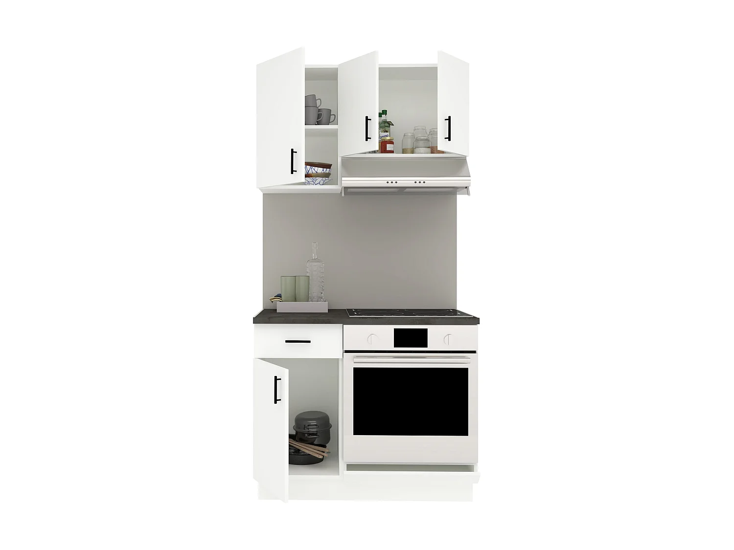 Set Cocina haaus Karo V1, Blanco, Encimera Thermo 28 mm, L 100 cm