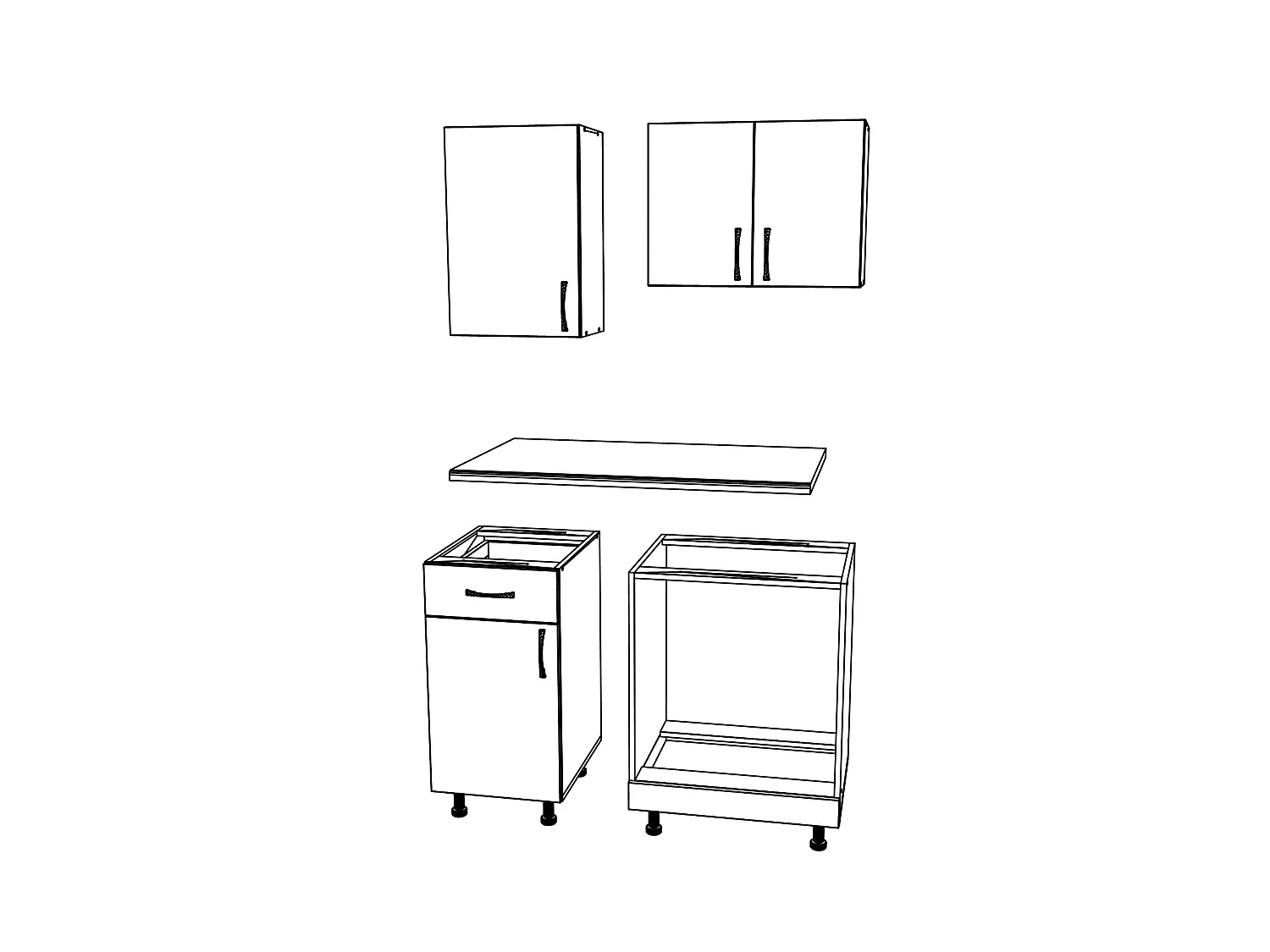 Set Cocina haaus Karo V1, Blanco, Encimera Thermo 28 mm, L 100 cm