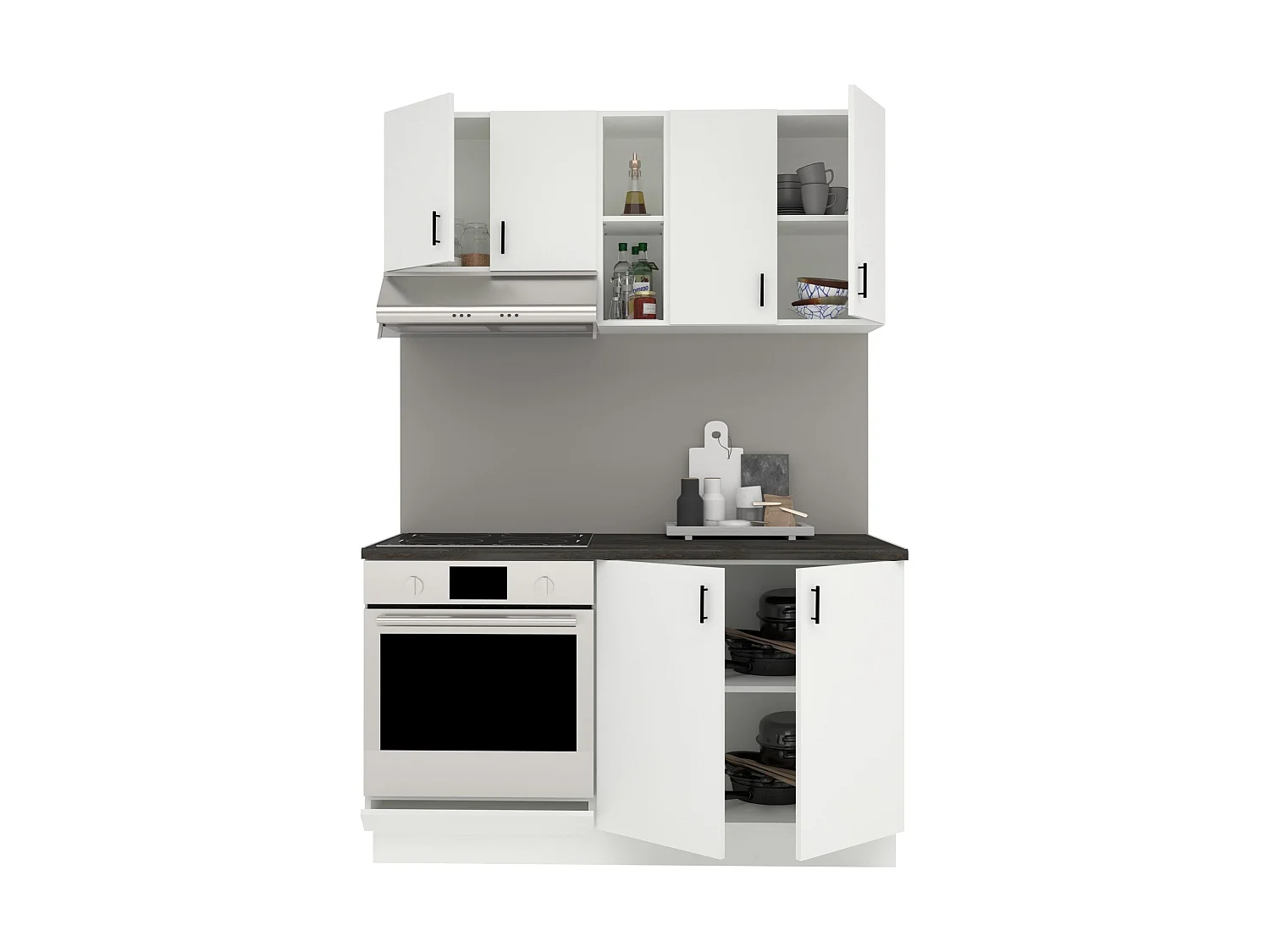 Conjunto Cozinha haaus Karo V4, Branco, Tampo Thermo 28 mm, L 140 cm