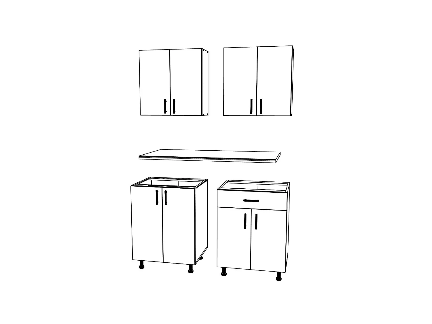 Set Cuisine haaus Karo V2, Chêne bronze/Blanc, Plan de Travail Thermo 28 mm, L 120 cm