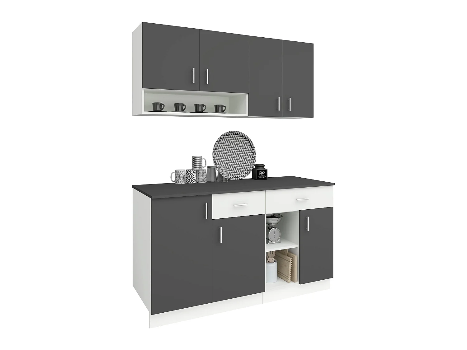 Set Cucina Berna haaus, Antracite/Bianco, L 140 cm