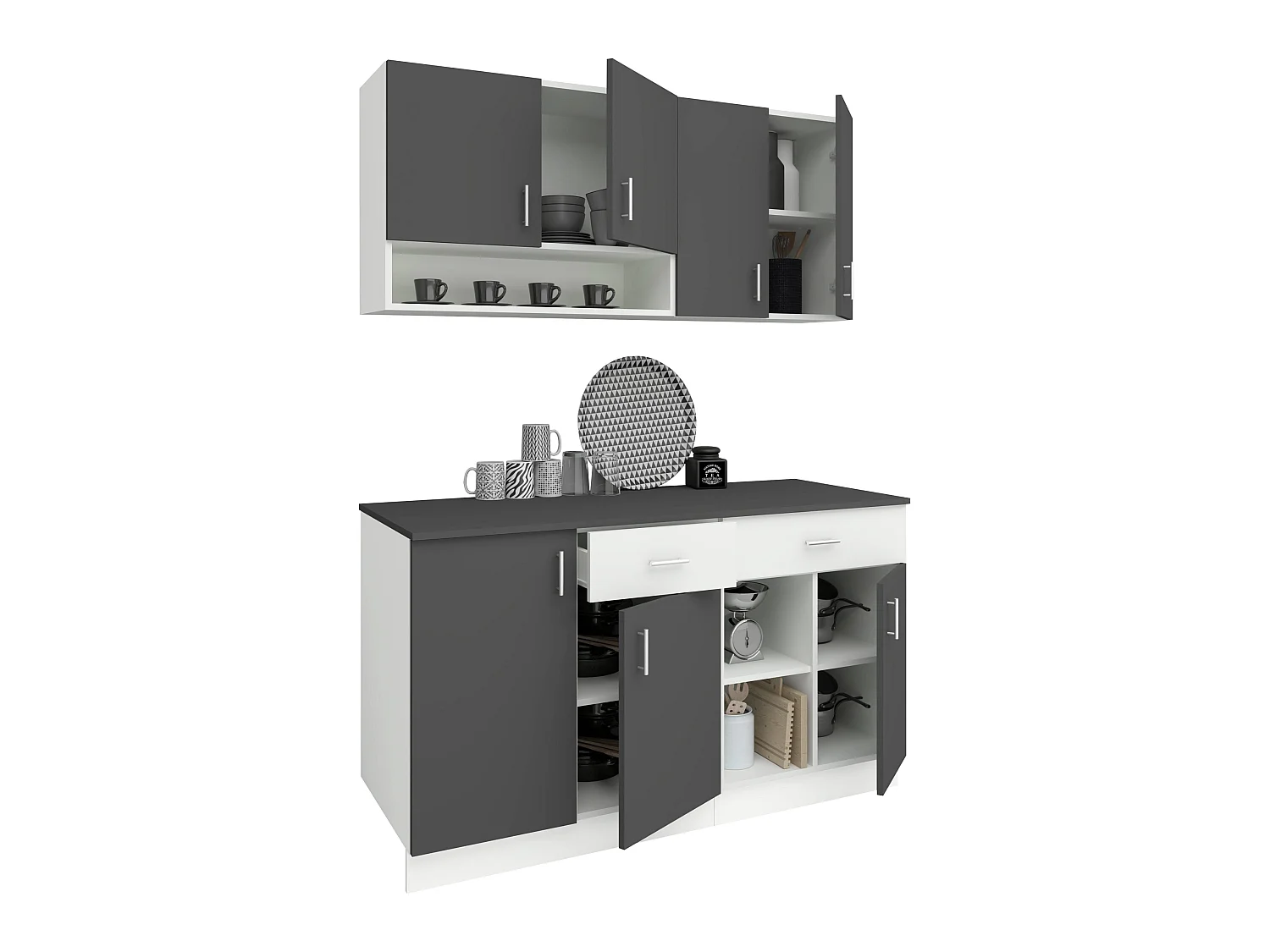 Set Cucina Berna haaus, Antracite/Bianco, L 140 cm