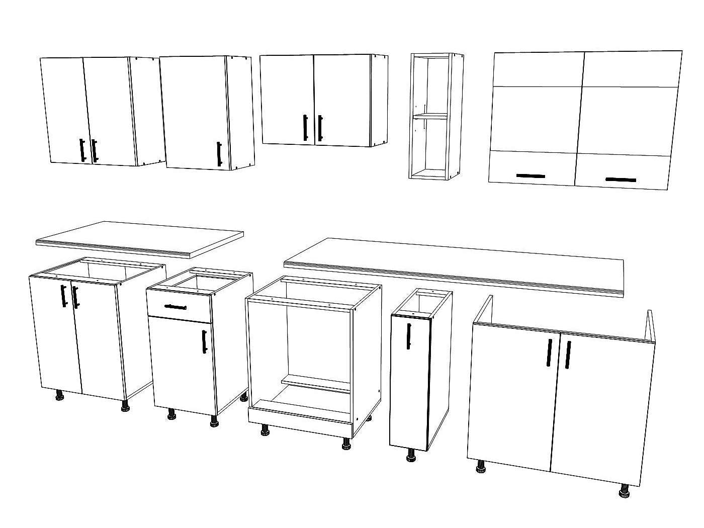 Conjunto Cocina haaus Karo V19, Blanco, Encimera Thermo 28 mm, L 260 cm