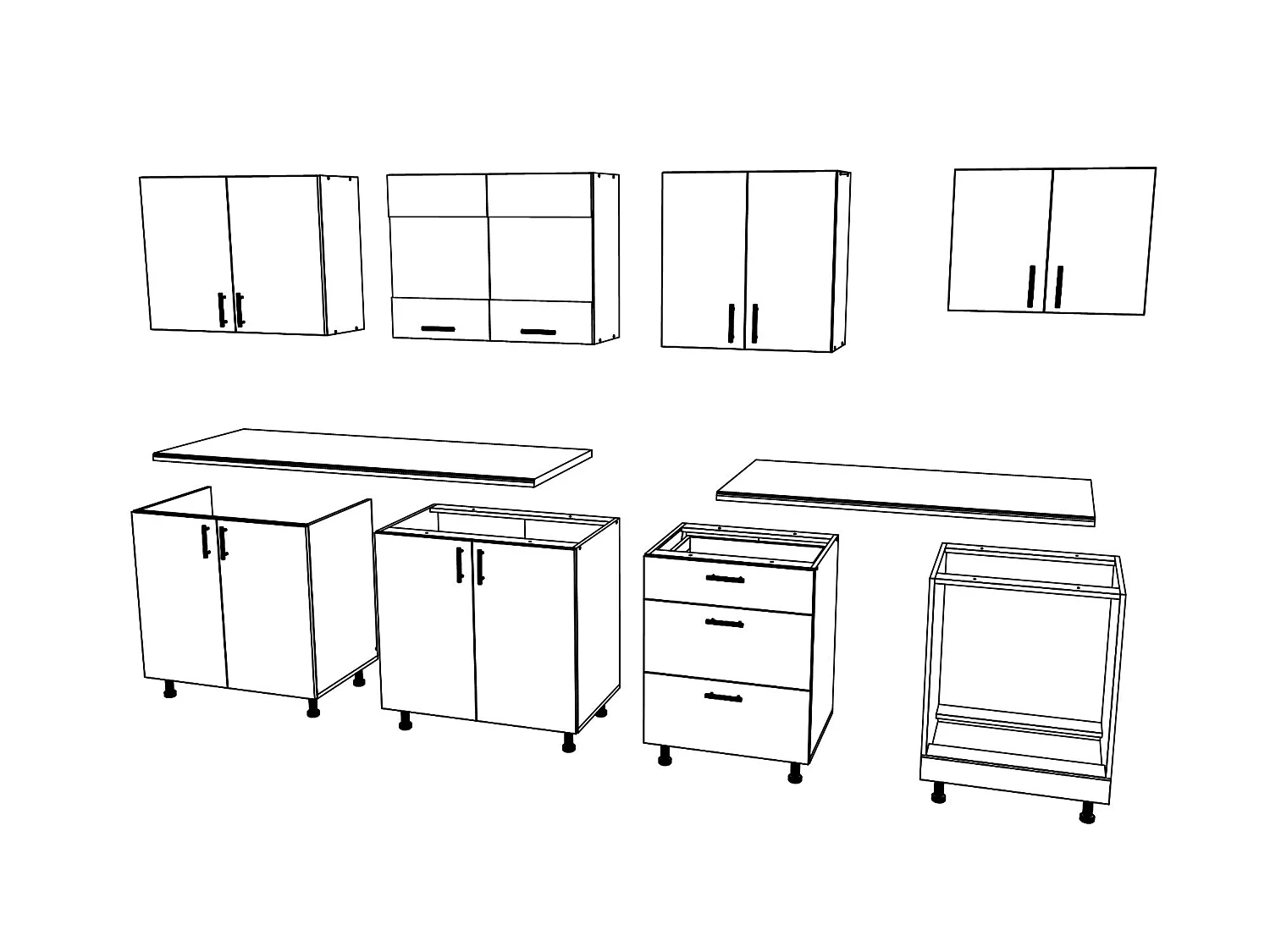Conjunto Cocina haaus Karo V22, Blanco, Encimera Thermo 28 mm, L 280 cm