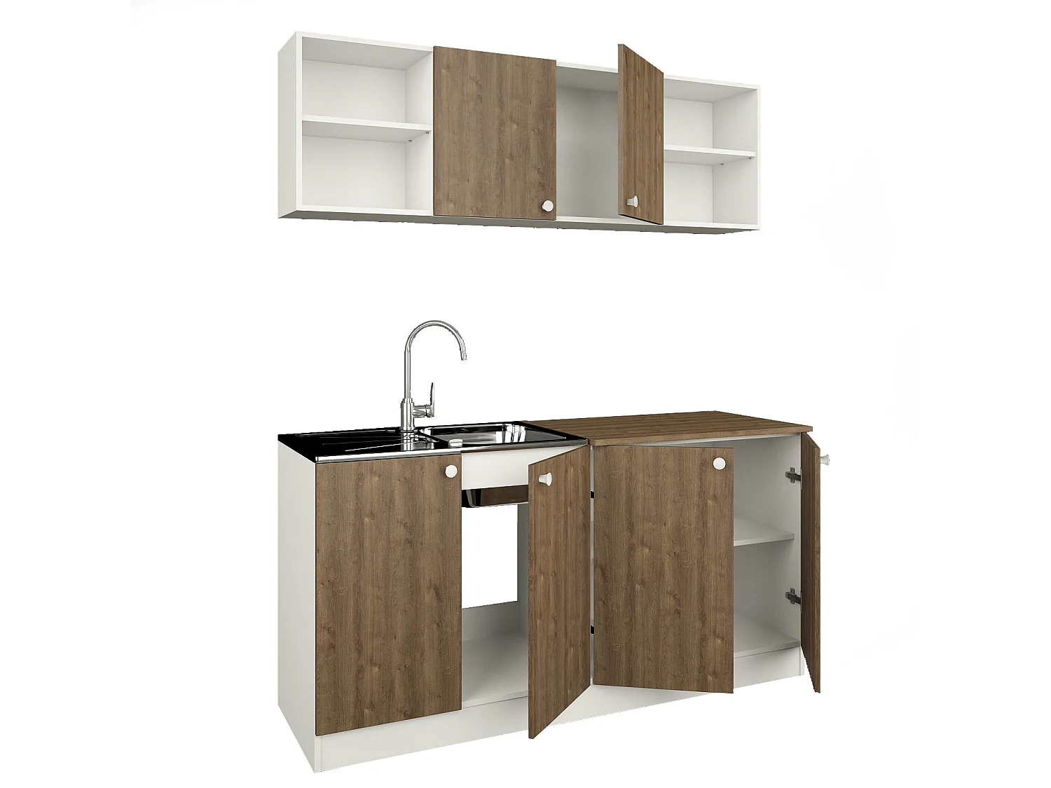 Conjunto Cozinha Sena haaus, Carvalho Bronze/Branco, L 160 cm