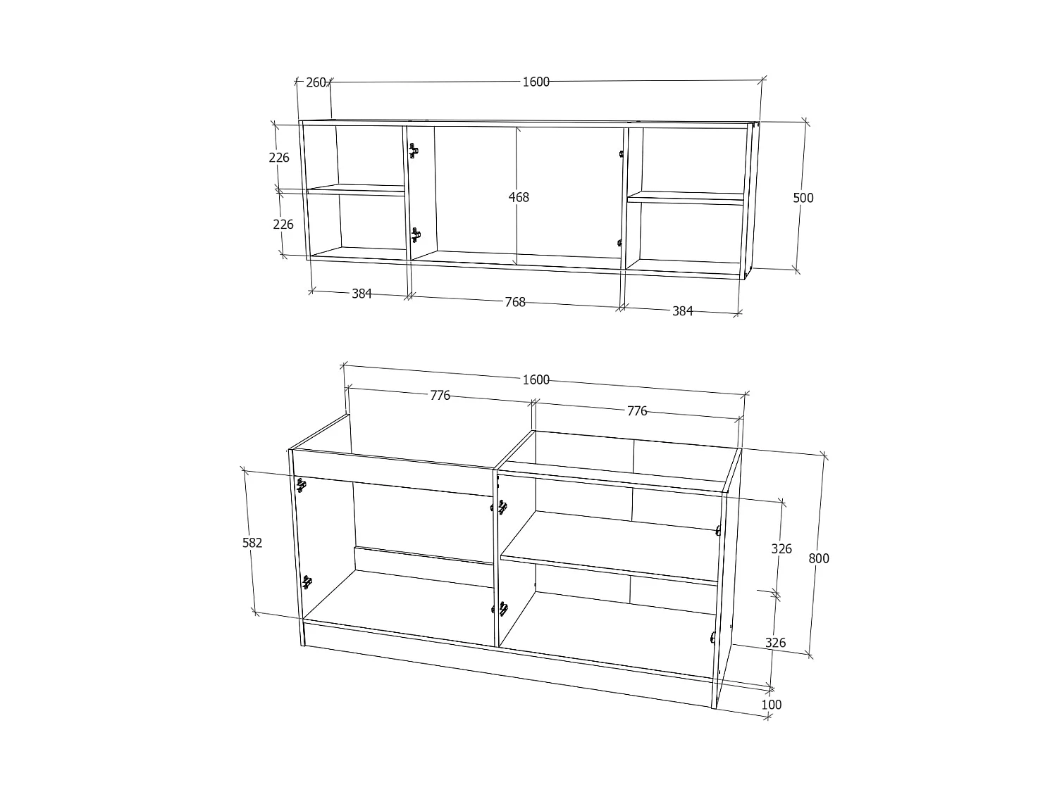 Conjunto Cozinha Sena haaus, Carvalho Bronze/Branco, L 160 cm
