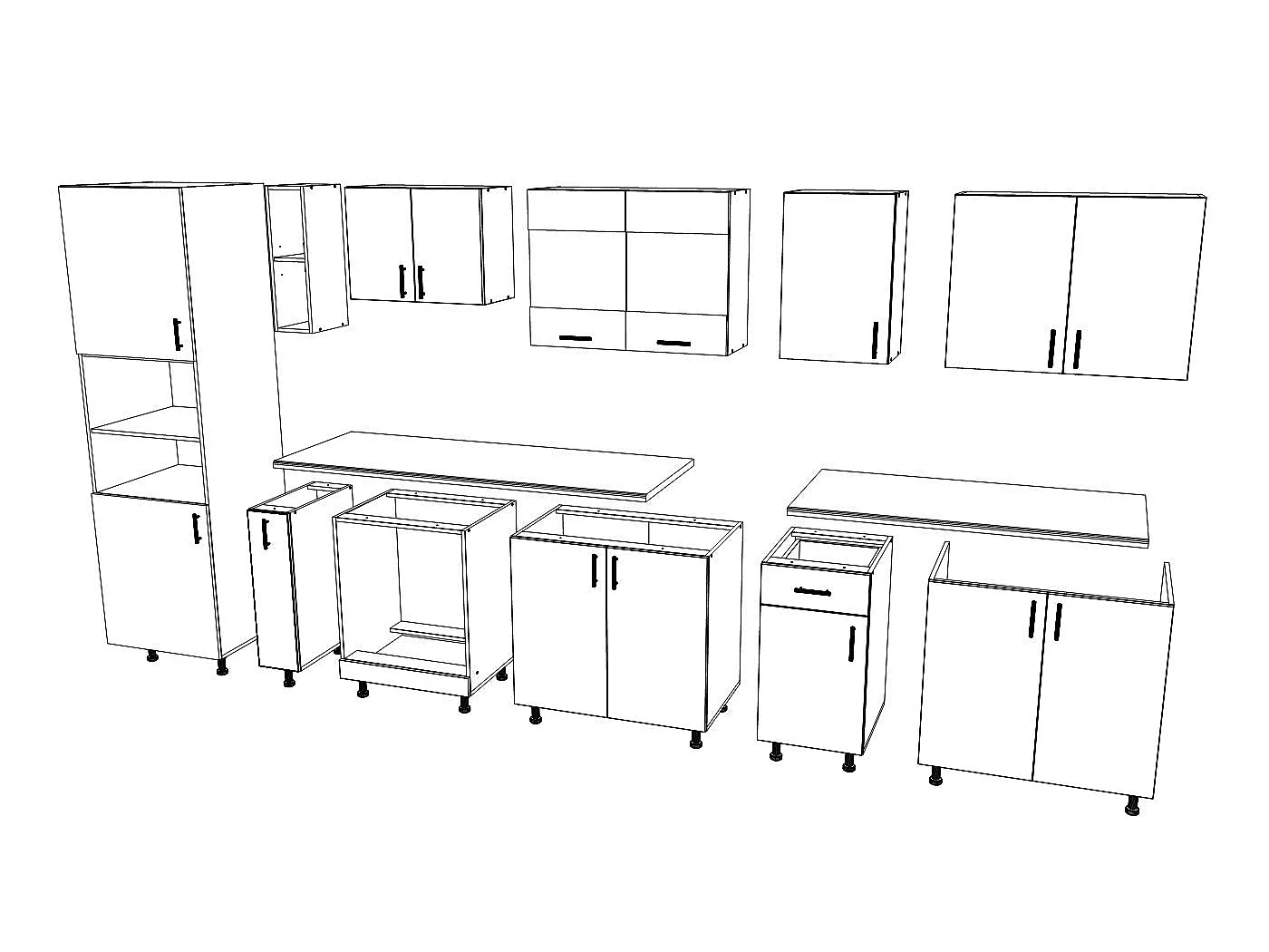 Set Cocina haaus Karo V33, Roble bronce/Blanco, Encimera Thermo 28 mm, L 340 cm