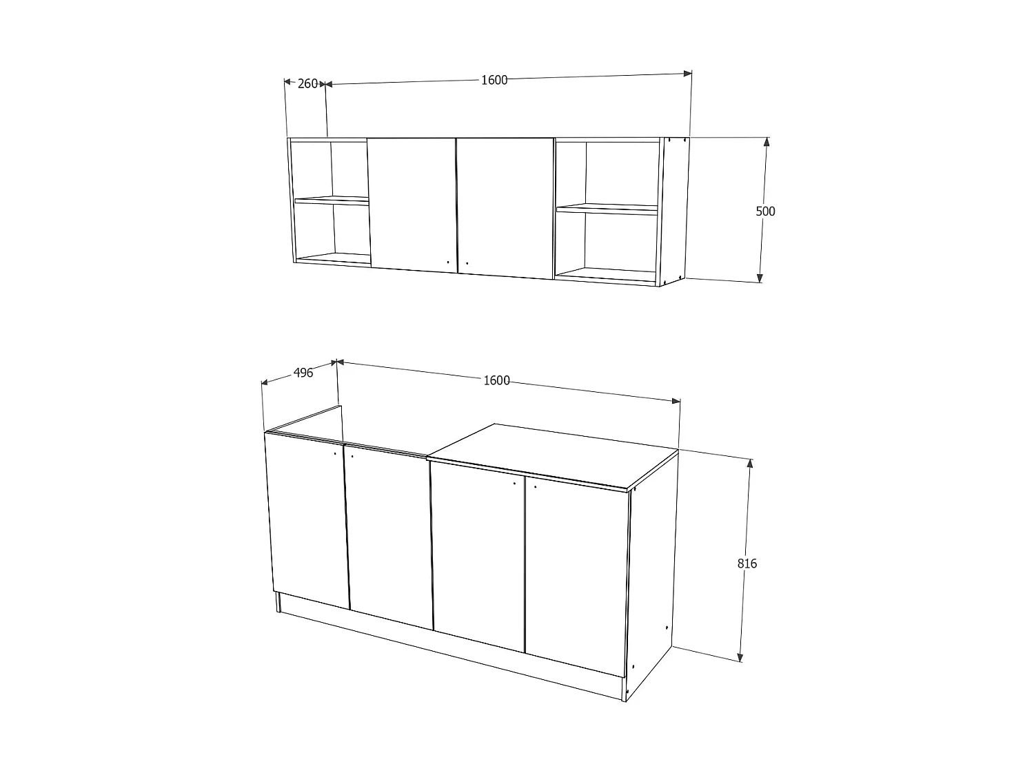 Conjunto Cozinha Sena haaus, Branco, L 160 cm
