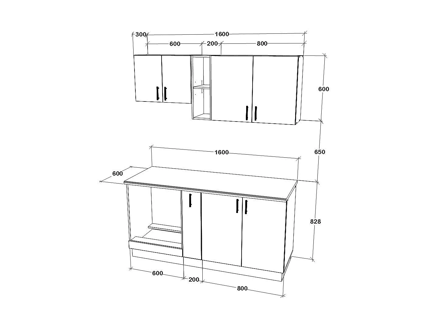 Conjunto de Cozinha haaus Karo V7, Antracite/Branco, Bancada Thermo 28 mm, L 160 cm