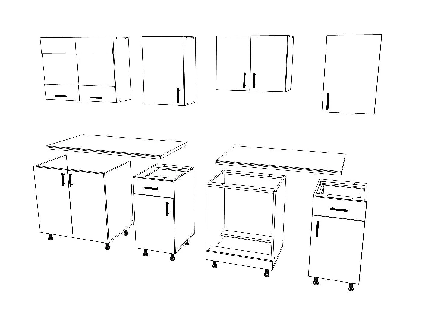 Set Cuisine haaus Karo V13, Chêne bronze/Blanc, Plan de travail Thermo 28 mm, L 340 cm