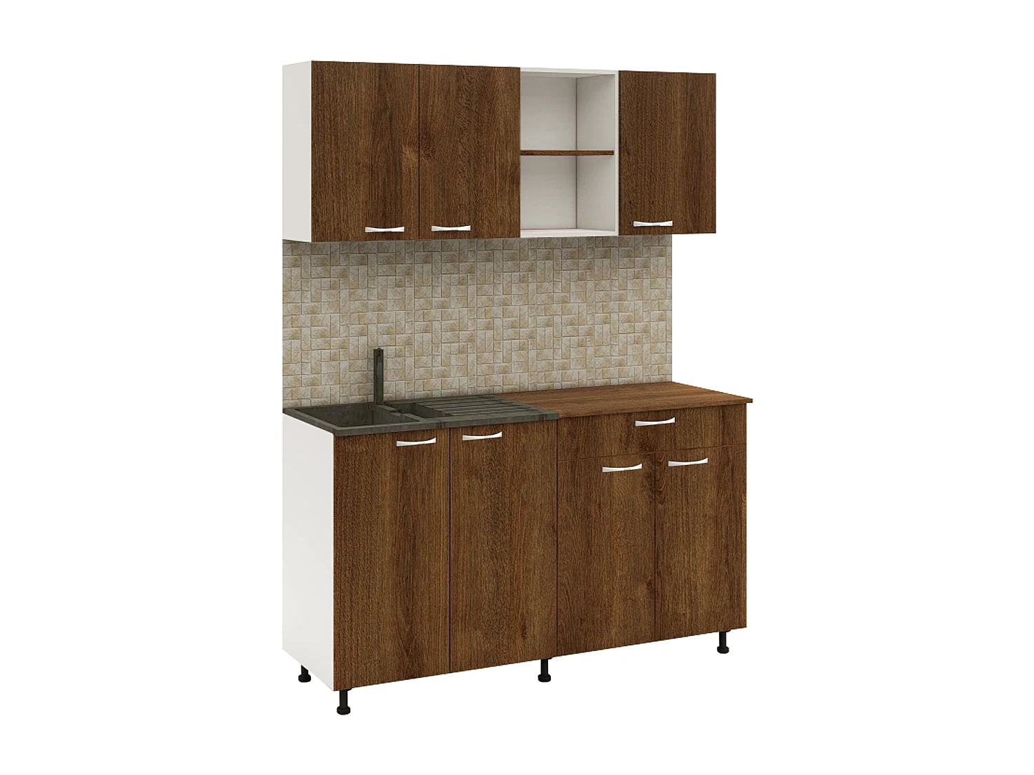 Cozinha Roma haaus, Carvalho Bronze/Branco, L 160 cm