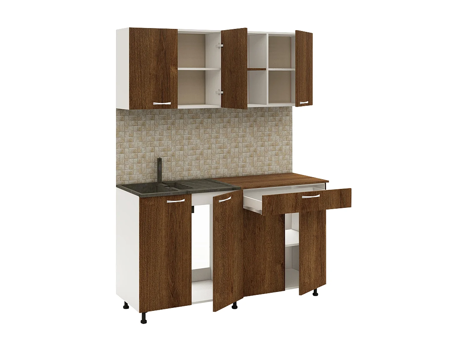 Cozinha Roma haaus, Carvalho Bronze/Branco, L 160 cm