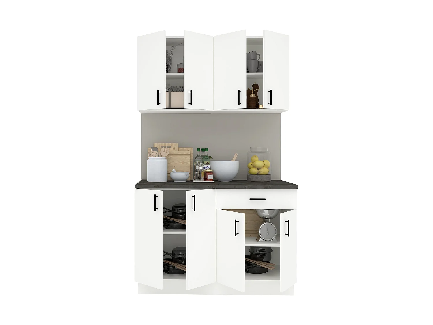 Set Cocina haaus Karo V2, Blanco, Encimera Thermo 28 mm, L 120 cm