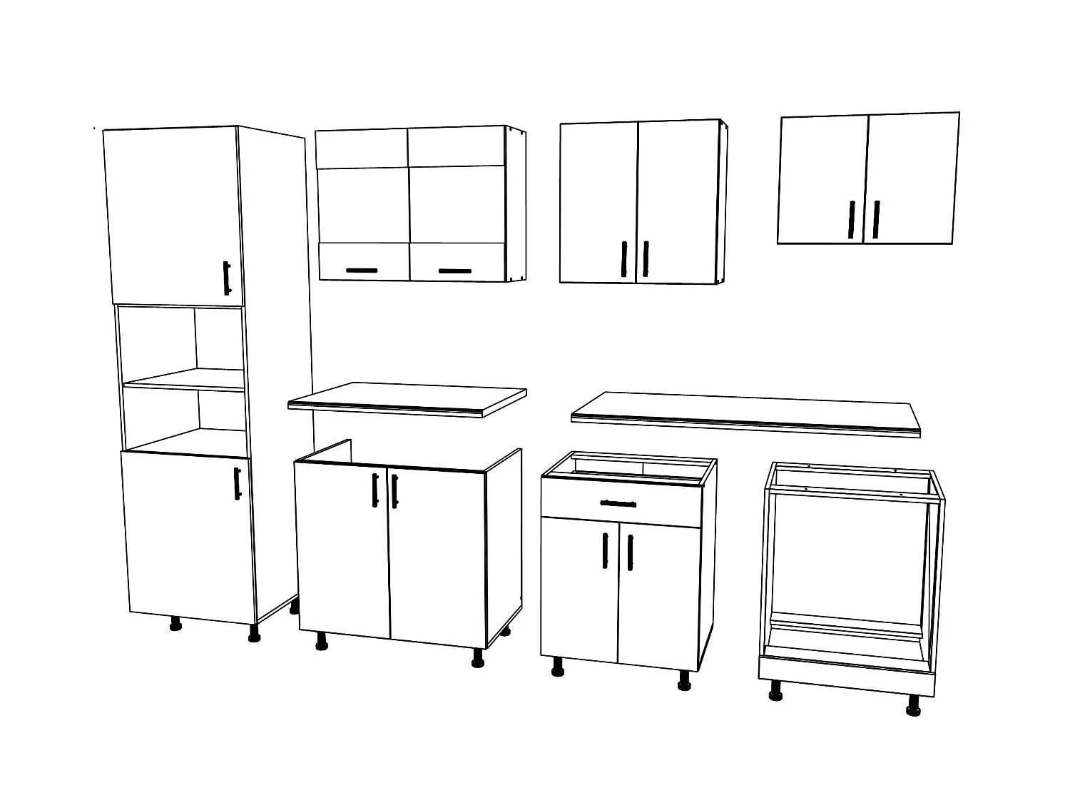Set Cocina haaus Karo V20, Roble bronce/Blanco, Encimera Thermo 28 mm, L 260 cm