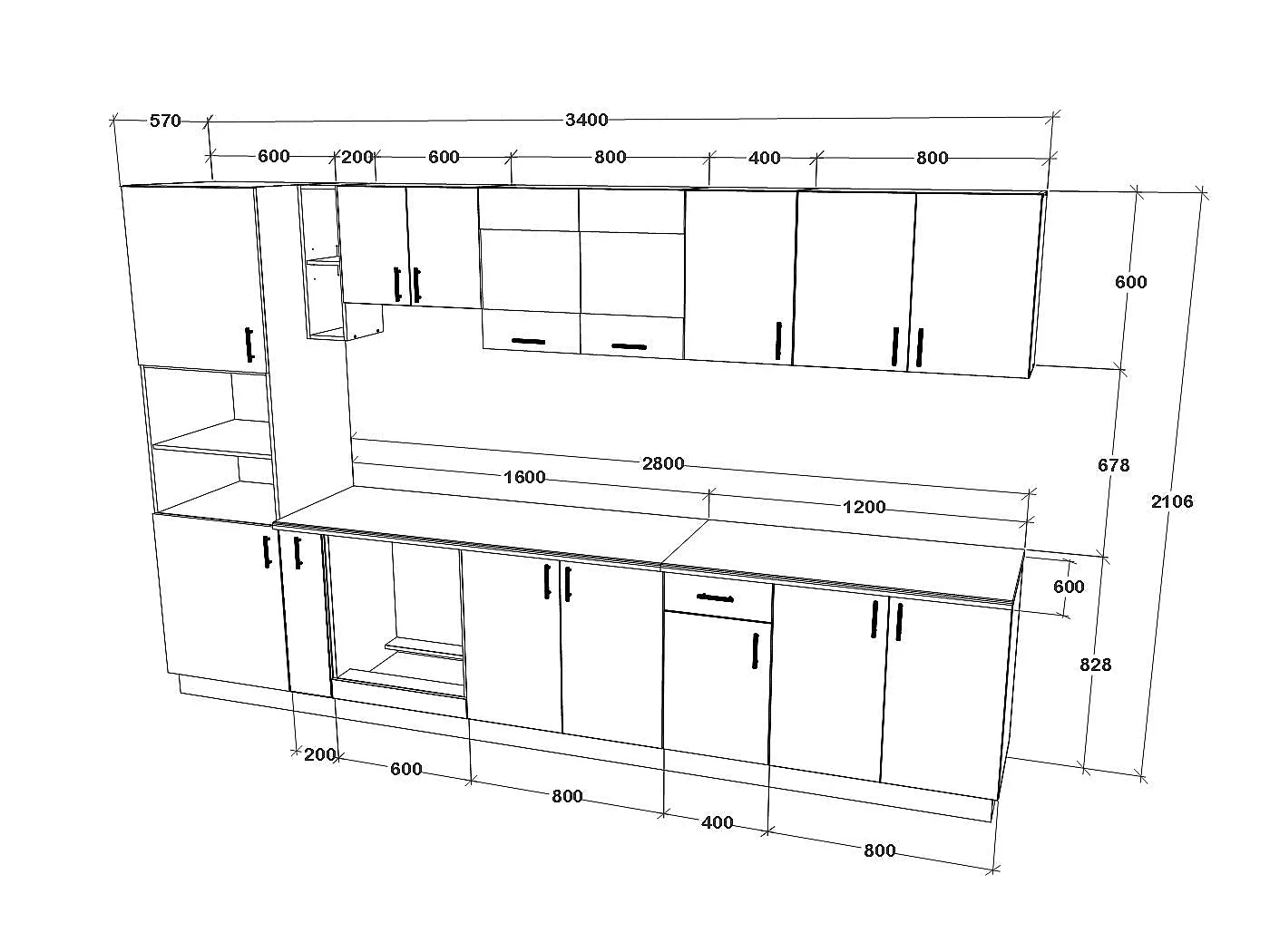 Set Cucina haaus Karo V33, Bianco, Piano di lavoro Thermo 28 mm, L 340 cm