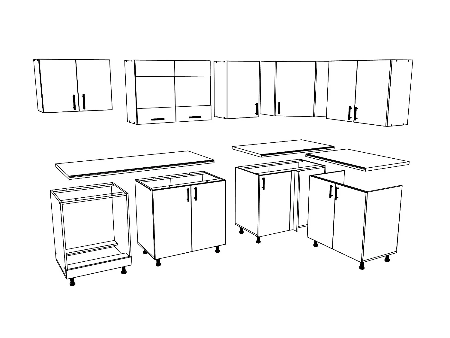 Set Cocina haaus esquinera Karo V34, Blanco, Encimera Thermo 28 mm, L 240 x 140 cm