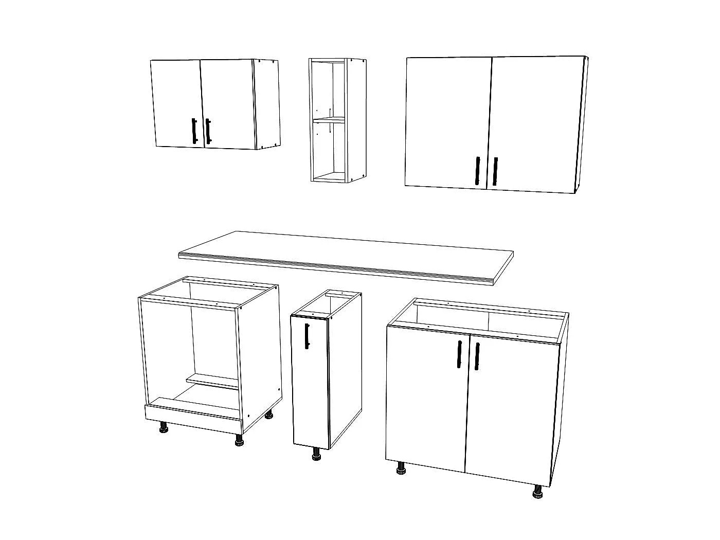 Set Cozinha haaus Karo V7, Cinza Brilhante/Branco, MDF, Tampo Thermo 28 mm, L 160 cm